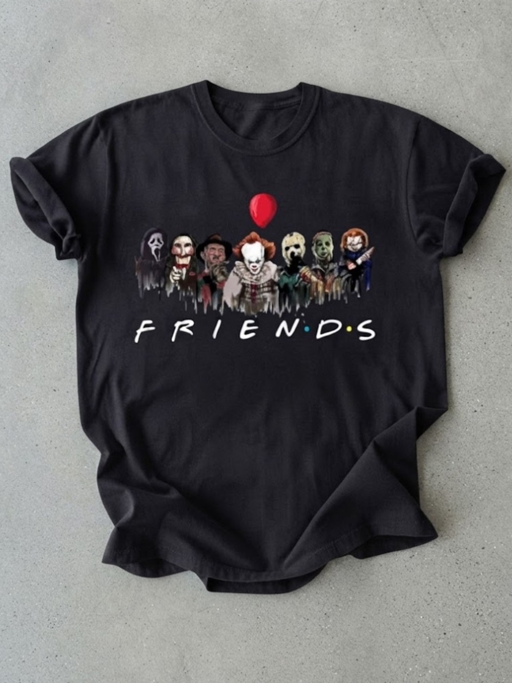 Horror Movie Characters Squad Halloween Black Gildan T-Shirt